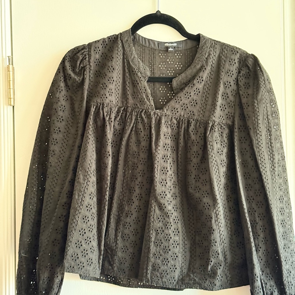 Madewell eyelet peasant top